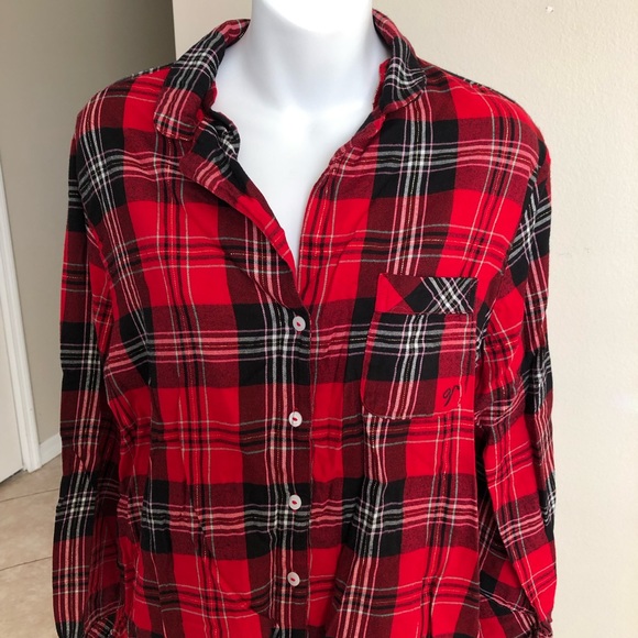 Victoria’s Secret M Plaid Flannel Button Down Top - Picture 4 of 8